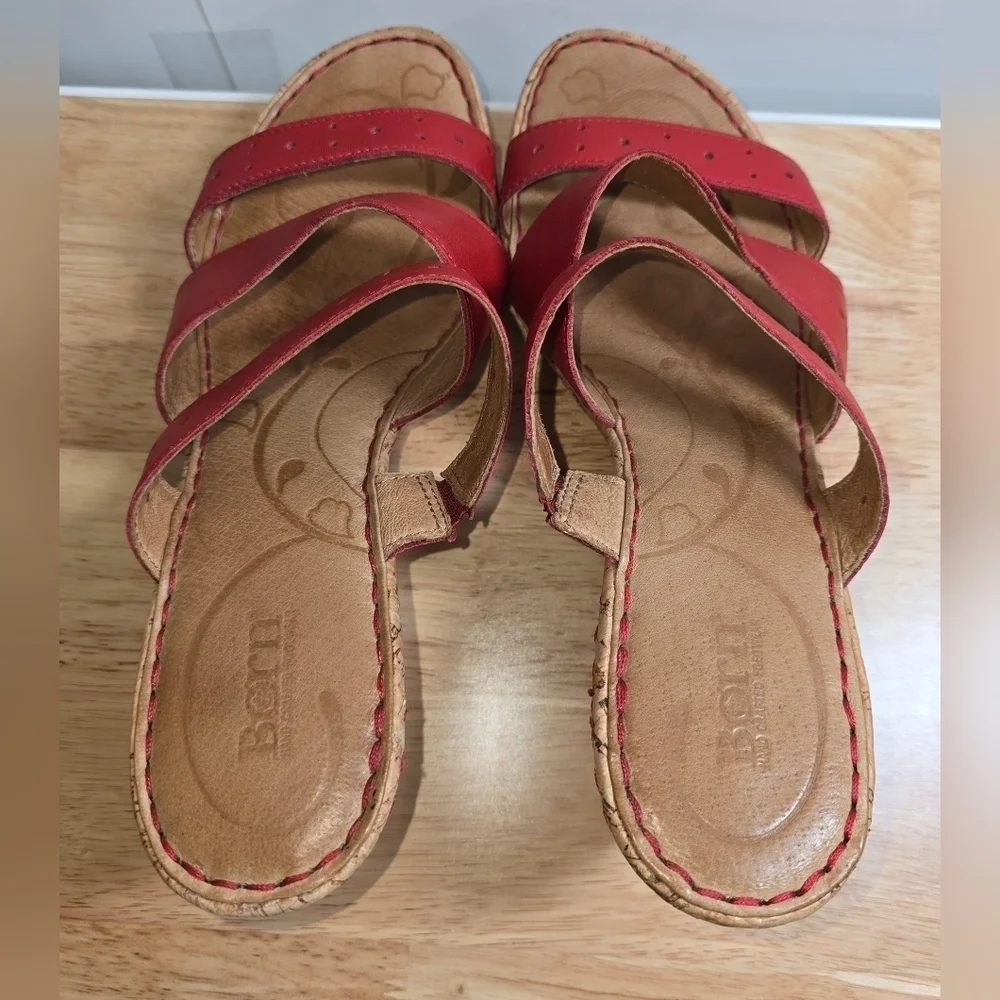 Born Hand Crafted Strappy Leather Wedge Sandal Size 10